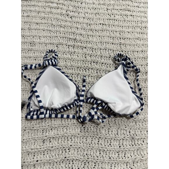 NWT VS PINK Bikini Scrunchie Triangle Top & Hi Waist Bottom Sz S Flamingo Stripe - Picture 5 of 16